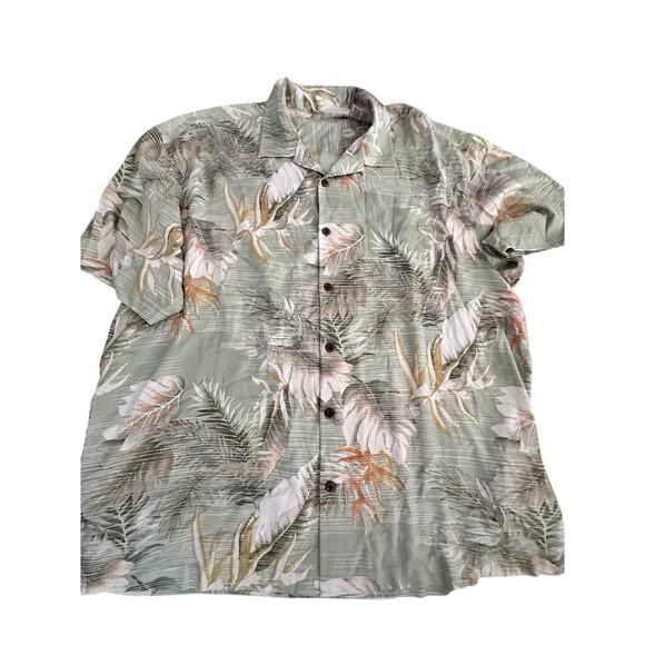 Tommy Bahama Men's Green Floral Hawaiian Button Up Shirt 100% silk Size XXL - Picture 1 of 7